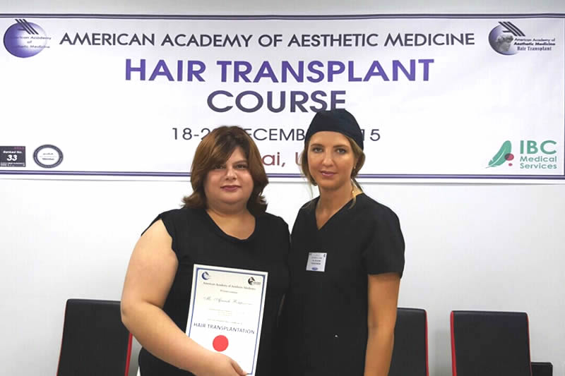 Dr. Salome Vadachkoria Dr. Salome Vadachkoria with trainee doctor at The American Academy of Aesthetic Medicine
